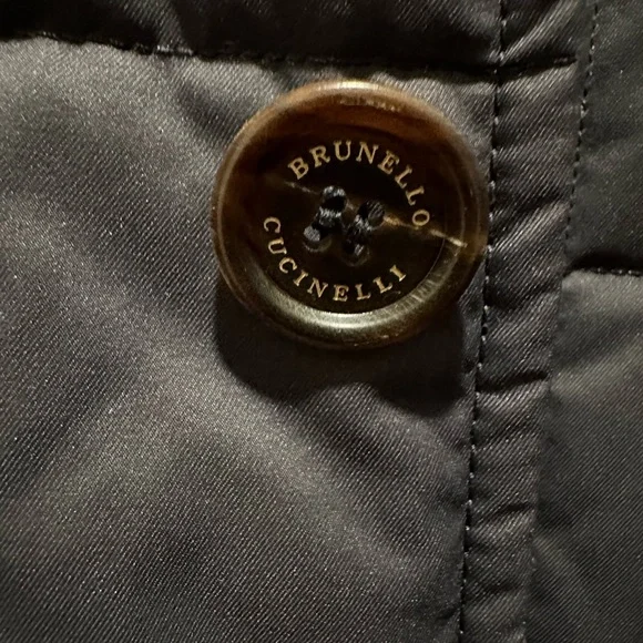 Brunello Cucinelli men’s quilted navy jacket.